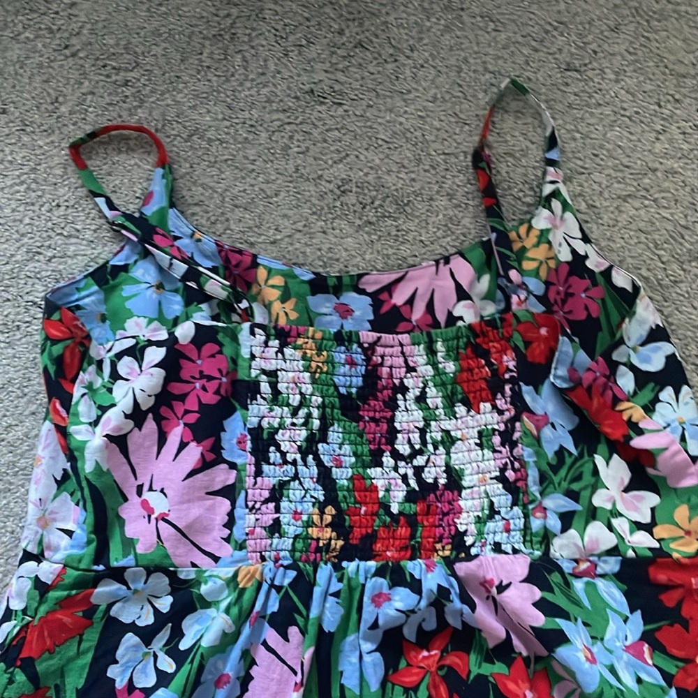 Linen Blend Summer Dress - Old Navy XXL Petite Dress Tropical Floral Pockets - Picture 5 of 8